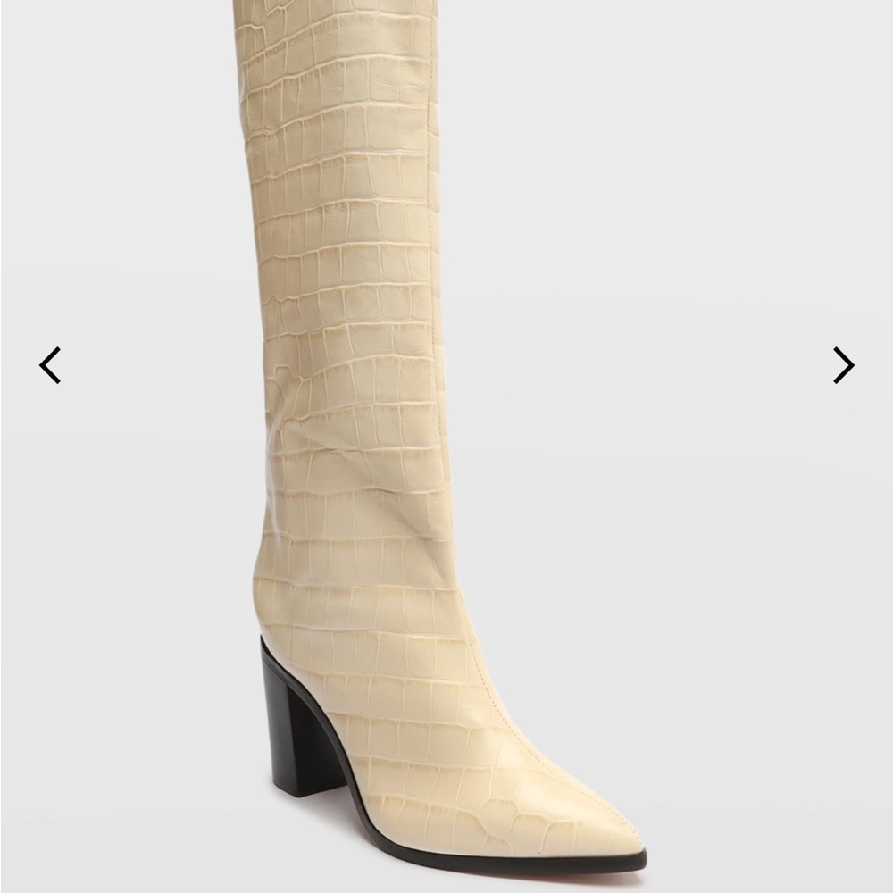 Schutz Analeah Croc-Embossed Knee-High Boots